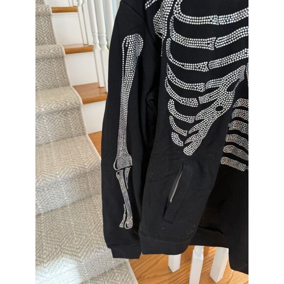 Guapi Men's Skeleton Rhinestone Hoodie Black Limited Editions Size S NWT (JB) - Picture 3 of 14